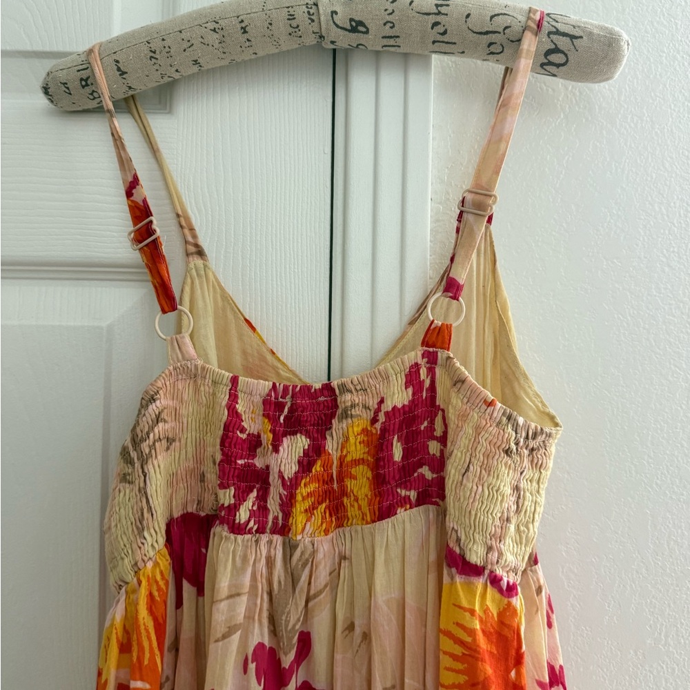 Cream Floral Maxi Dress with Pink & Yellow Blooms - Picture 5 of 6